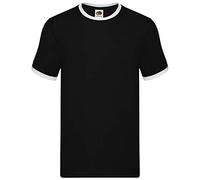 Fruit of the Loom, t-shirt a maniche corte modello Ringer Black/White L