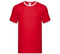 Fruit of the Loom, t-shirt a maniche corte modello Ringer Red/White L