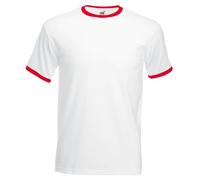 Fruit of The Loom, t-Shirt a Maniche Corte Modello Ringer White Medium