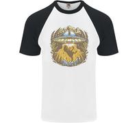 Fruit of the Loom T-Shirt Baseball Uomo Dinosaur Aliens UFO T-Rex