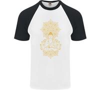 Fruit of the Loom T-Shirt Baseball Uomo Mandala Buddha Manica Corta