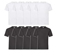 Fruit of the Loom T-Shirt Classica da Baseball a Maniche Corte da Uomo, Nero/Bianco, S