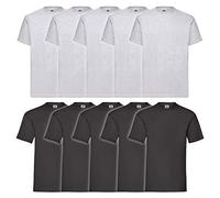 Fruit of The Loom T-Shirt Classica da Baseball a Maniche Corte da Uomo, Nero/Grigio mélange, L