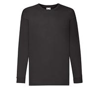 Fruit Of The Loom - T-shirt da bambino a maniche lunghe Nero 3-4 Anni