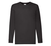 Fruit Of The Loom - T-shirt da bambino a maniche lunghe Nero 3-4 Anni
