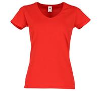 Fruit of the Loom T-shirt da donna Iconic 150 con scollo a V, Colore: rosso, L