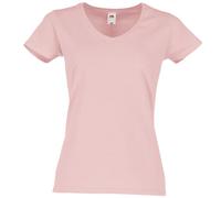 Fruit of the Loom T-shirt da donna Iconic 150 con scollo a V, Powder Rose, L