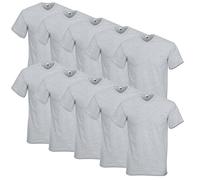 Fruit of the Loom, T-shirt da uomo con scollo a V Valueweight (confezione da 10), grigio., XL