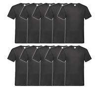Fruit of the Loom, T-shirt da uomo con scollo a V Valueweight (confezione da 10), Nero (Black 36), XXXL
