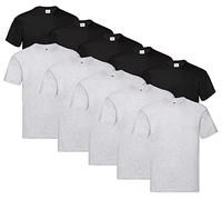 Fruit of the Loom - T-shirt da uomo, modello originale a T, confezione da 10 pezzi, L