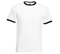 Fruit Of The Loom t-shirt da uomo Ringer Premium White / Black XL