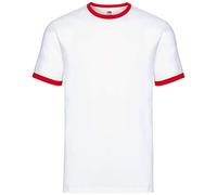 Fruit Of The Loom t-shirt da uomo Ringer Premium White / Red M