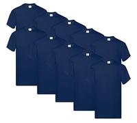 Fruit of the Loom T-shirt originale da uomo (confezione da 10), 10 x blu navy + 1 x blocco note, XXXXXL