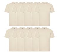 Fruit of the Loom T-shirt originale da uomo (confezione da 10), Naturale + sacchetto di stoffa Myshirt, S