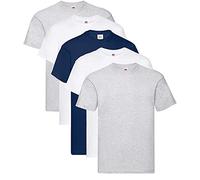 Fruit of the Loom T-shirt originale da uomo, confezione da 5, 2weiss 2grey 1navy + 1 blocco note acquisto Hl, XL