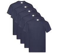 Fruit of the Loom T-shirt originale da uomo, confezione da 5, 5 Deep Navy + 1 blocco note Hl Acquisto, XL