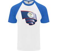 Fruit of the Loom T-Shirt Uomo Flag Belize Baseball Scollo Rotondo