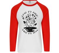 Fruit of the Loom T-Shirt Uomo Lungo Baseball Cotone Stampa Magic Mushrooms