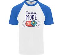 Fruit of the Loom Teacher Mode Off T-Shirt Baseball Uomo Cotone Crew Neck