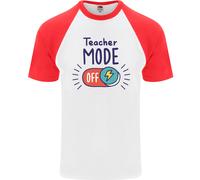 Fruit of the Loom Teacher Mode Off T-Shirt Baseball Uomo Cotone Crew Neck