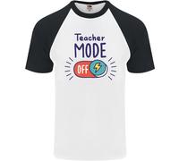 Fruit of the Loom Teacher Mode Off T-Shirt Baseball Uomo Cotone Crew Neck