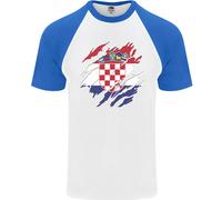 Fruit of the Loom Torn Croatia Flag T-Shirt Baseball Uomo S/S