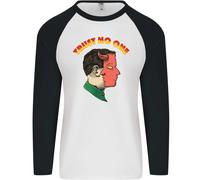 Fruit of the Loom Trust No One Devil Demon 2 Faced Satan Uomo Maglia Baseball