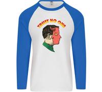 Fruit of the Loom Trust No One Devil Demon 2 Faced Satan Uomo Maglia Baseball