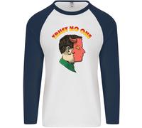 Fruit of the Loom Trust No One Devil Demon 2 Faced Satan Uomo Maglia Baseball