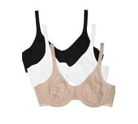 Fruit of the Loom Reggiseno in Cotone, Elasticizzato, Estremamente Confortevole t-Shirt, Nero, Sabbia, Bianco, 86 Pezzi, 5D (Pacco da 3) Donna