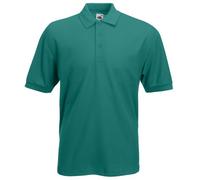 FRUIT OF THE LOOM uomo 65/35 POLO MANICHE CORTE POLO CAMICIE - Smeraldo, Medium