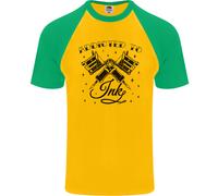 Fruit of the Loom Uomo Addicted to Ink T-Shirt Baseball Manica Corta Cotone