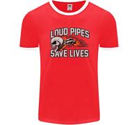 Fruit of the Loom Uomo Biker Ringer T-Shirt Loud Pipes