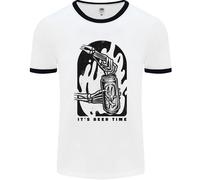 Fruit of the Loom Uomo It's Beer Time Skeleton Skull Ringer T-Shirt