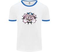 Fruit of the Loom Uomo Offensive Pig Finger Ringer T-Shirt Girocollo
