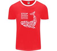 Fruit of the Loom Uomo Stop Ocean Plastic Pollution Ringer T-Shirt