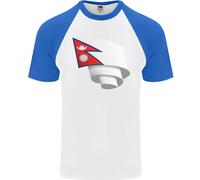Fruit of the Loom Uomo T-Shirt Baseball a Maniche Corte Nepal Flag