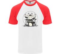 Fruit of the Loom Uomo Vitruvian Drummer T-Shirt Baseball a Maniche Corte