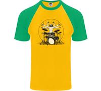 Fruit of the Loom Uomo Vitruvian Drummer T-Shirt Baseball a Maniche Corte