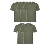Fruit of the Loom Valueweight - 5 magliette, taglie S, M, L, XL, XXL, XXXL, diversi set di colori selezionabili, Oliva, m