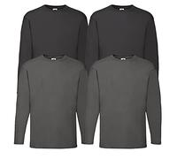 Fruit of the Loom Valueweight Maglia sportiva a maniche lunghe da uomo, 2 grafite nero + 1 blocco note Hl, M