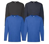 Fruit of the Loom Valueweight Maglia sportiva a maniche lunghe da uomo, 2royal1black1navy + 1 blocchetto note, L