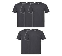 Fruit of the Loom Valueweight maglietta a maniche corte (confezione da 5) da uomo, nero/bianco/blu marino/grigio cinato/blu marino., XL