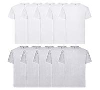 Fruit of The Loom Valueweight - Maglietta a Maniche Corte da Uomo, Confezione da 5, 5 Bianco/5 Grigio, M