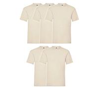 Fruit of The Loom Valueweight - Maglietta a Maniche Corte da Uomo, Confezione da 5, Naturale, M