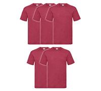Fruit of the Loom Valueweight - Maglietta a maniche corte da uomo, confezione da 5, Rosso vintage screziato, 3XL