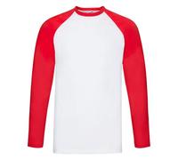 Fruit of the Loom Valueweight - Maglietta da baseball a maniche lunghe, per uomo e donna, colletto a contrasto, maniche raglan, cotone di alta qualità