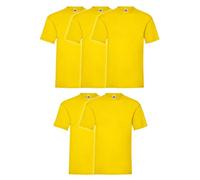 Fruit of the Loom, Valueweight, Maglietta da uomo a maniche corte, confezione da 5 pezzi, Giallo, XL