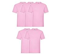 Fruit of the Loom, Valueweight, Maglietta da uomo a maniche corte, confezione da 5 pezzi, Rosa, L