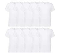 Fruit of the Loom V-Neck Valueweight T-Shirt, Bianco, M (Pacco da 10) Uomo